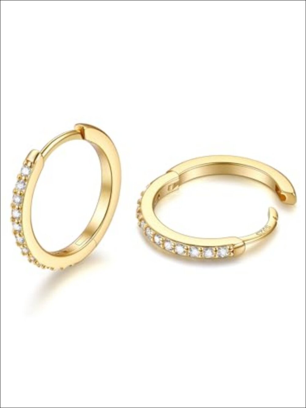 925 Sterling Silver Hoop Earrings Huggie 14K Gold Plated CZ